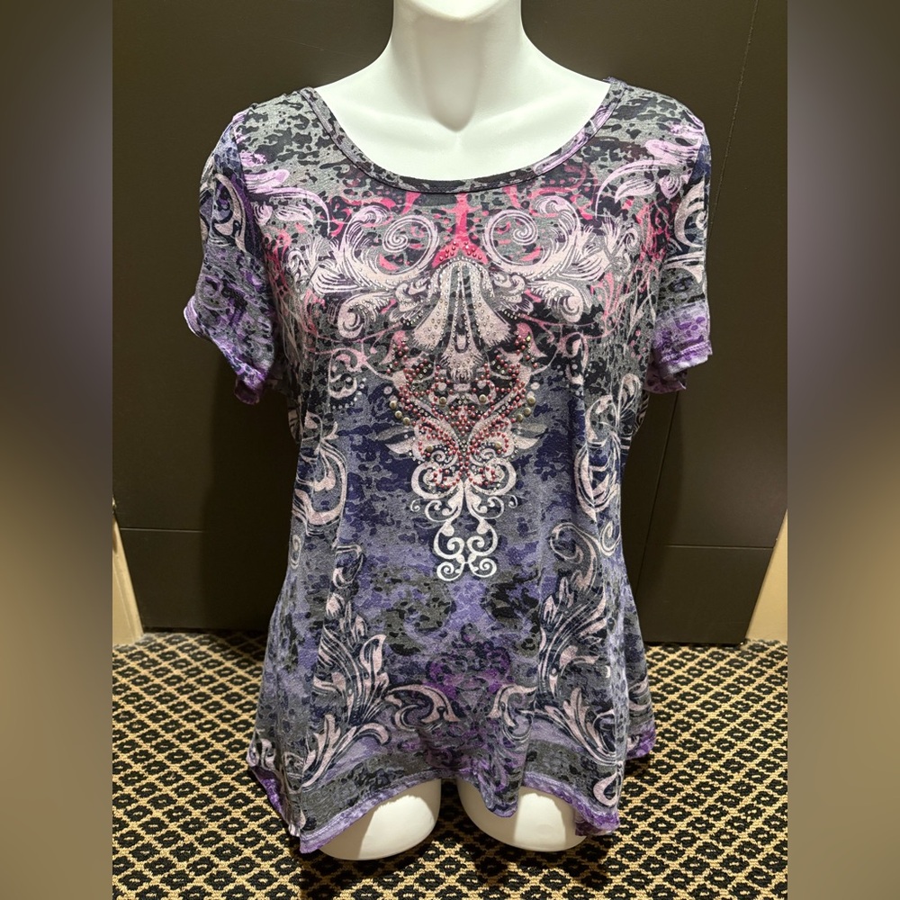 Purple Patterned Bling Top